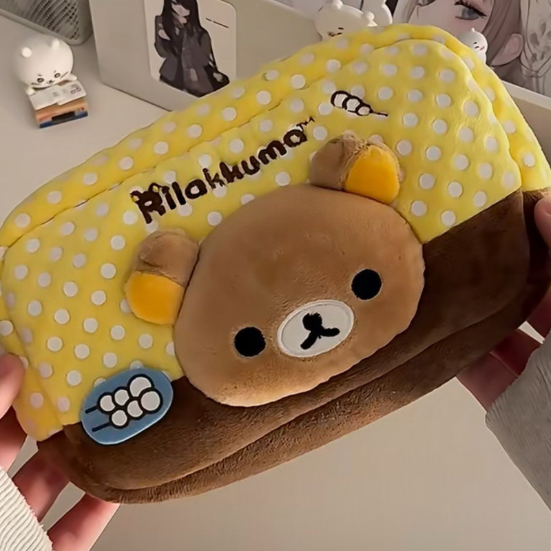 Aesthetic Large Pencil Case Pouch - Astuccio in peluche Rilakkuma stile giapponese