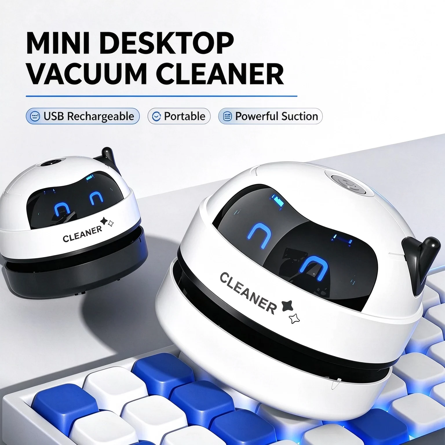 Mini Desktop Vacuum Cleaner For Eraser Dust - Mini Aspirapolvere da Tavolo Portatile 360
